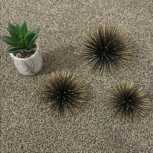 Gold and Black Decorative Spiked Orbs